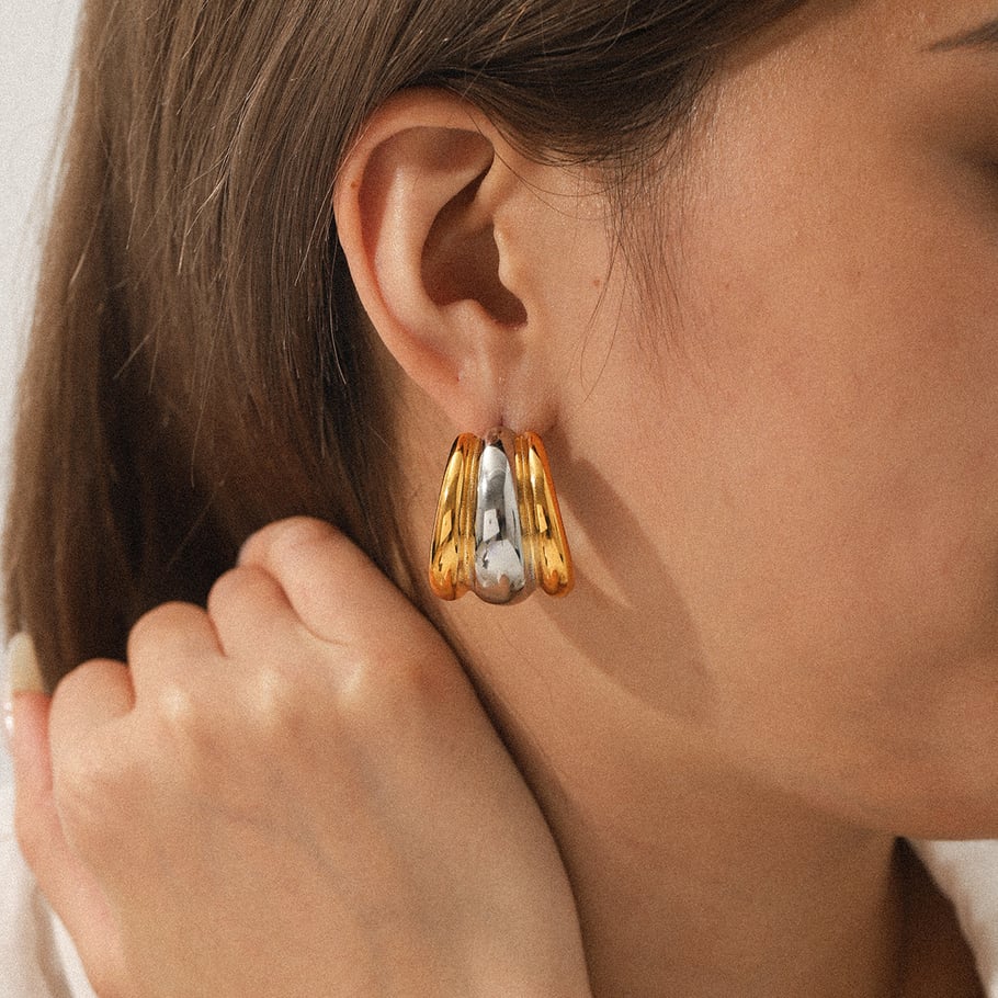 1 Pair Daily Mixed Gold Color And Silver Colors Women's Stud Earrings Picture3