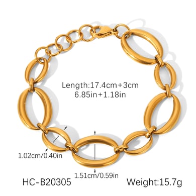 1 Stück einfache, tägliche, unregelmäßige Form, Edelstahl, goldfarben, Damen-Kettenarmbänder h5 Bild2