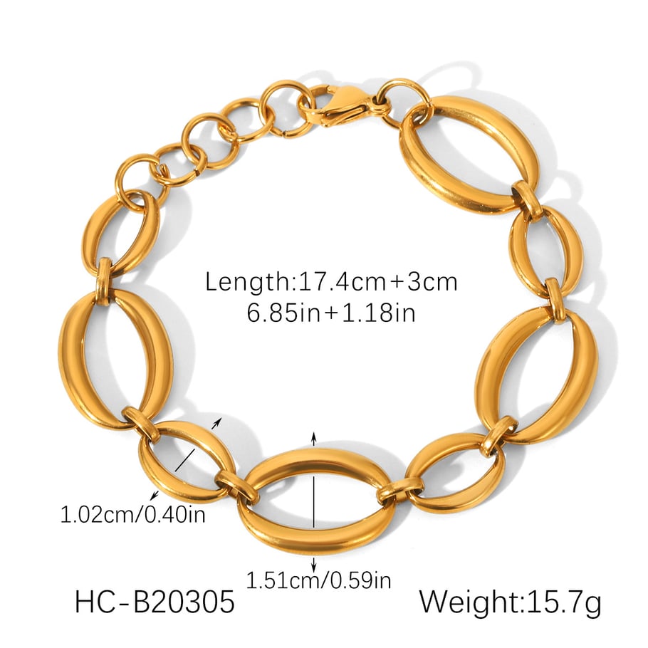 1 Stück einfache, tägliche, unregelmäßige Form, Edelstahl, goldfarben, Damen-Kettenarmbänder Bild2