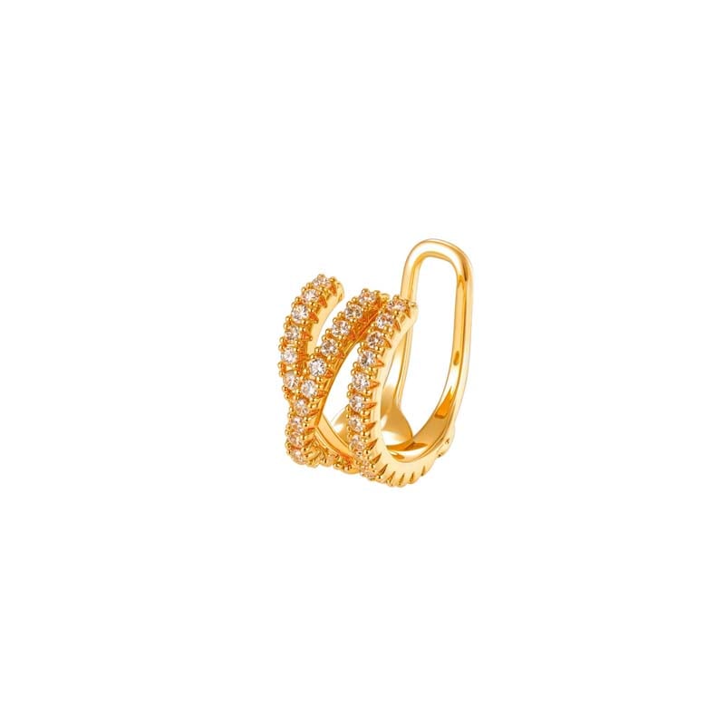 1 pieza de aretes de circonita de color cobre y dorado 