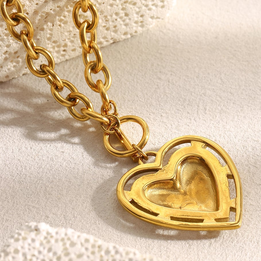 1 Piece Delicate Heart Stainless Steel Gold Color Women's Pendant Necklaces Picture5