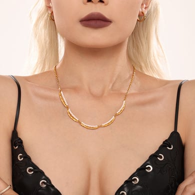 Unregelmäßige Form Edelstahl Gold Farbe Naturstein Damen Schmuck Sets h5 Bild5