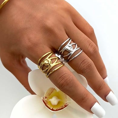 1 Piece Simple  Retro Irregular Shape Heart Stainless Steel  Women's Statement Rings h5 Picture5