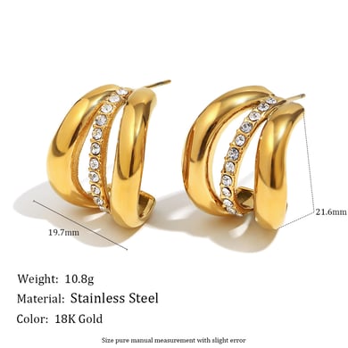 1 Pair Classic Irregular Shape Stainless Steel Gold Color Women's Stud Earrings h5 Picture2