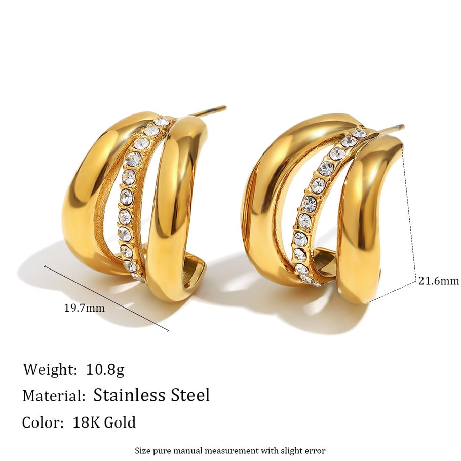 1 Pair Classic Irregular Shape Stainless Steel Gold Color Women's Stud Earrings h5Picture2