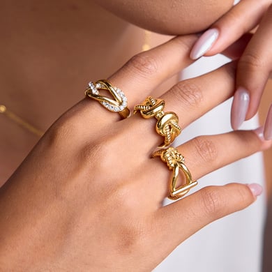 1 Piece Designable Twist Stainless Steel Gold Color Statement Rings h5 Picture3