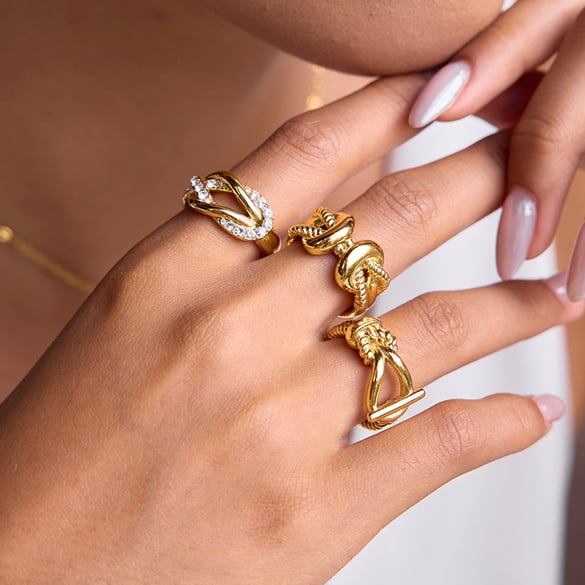 1 Piece Designable Twist Stainless Steel Gold Color Statement Rings
