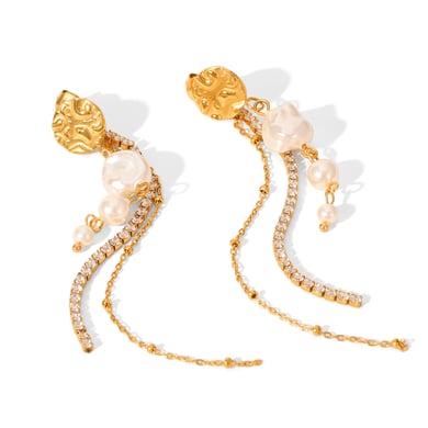 1 Pair Simple  Daily Tassel Stainless Steel  Gold Color  Women's Drop Earrings h5 