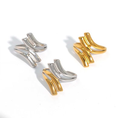 Anillos llamativos de acero inoxidable dorados con forma irregular informal de 1 pieza h5 Imagen4
