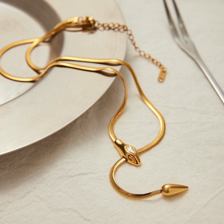 1 Piece Shinning Snake Stainless Steel Gold Color Women's Pendant Necklaces Picture8
