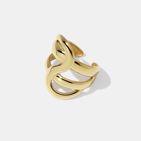 Anello minimalista color oro in acciaio inossidabile di forma irregolare da 1 pezzo 2