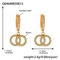 Q046-Golden double ring zircon full diamond earrings Picture6