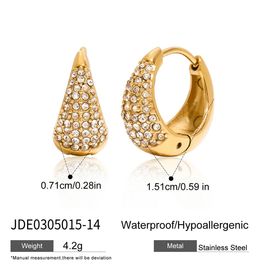 1 Pair Luxurious Series Circle Stainless Steel Gold Color Women's Hoop Earrings 