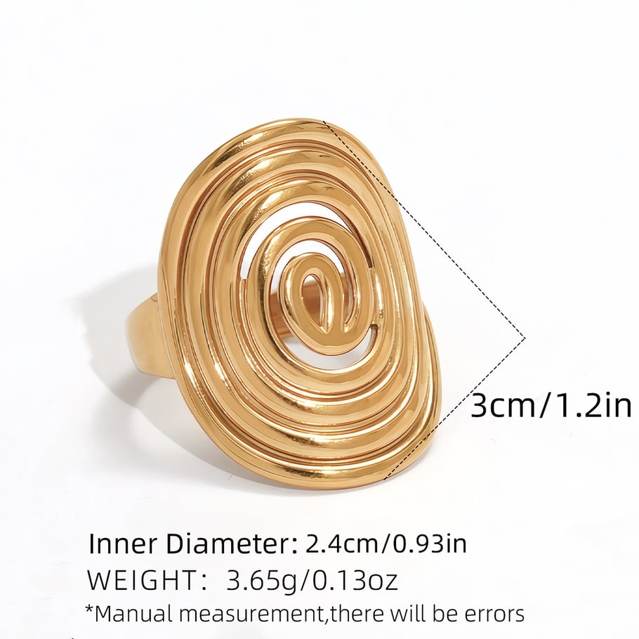 1 Piece Casual Circle Stainless Steel Gold Color Women's Statement Rings h5Picture2