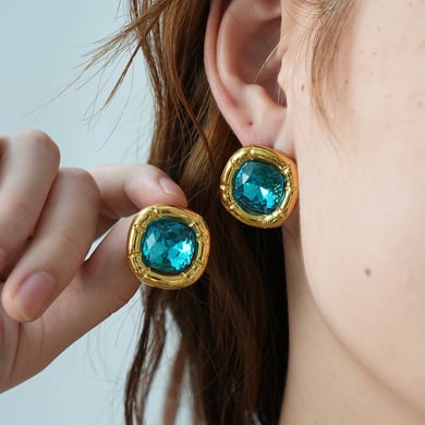 1 Pair Simple  Natural Rectangle Stainless Steel  Gold Color Women's Stud Earrings h5 Picture5