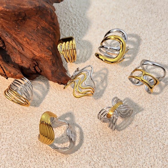 1 Piece Stainless Steel Mixed Color Minimalist Ring 2