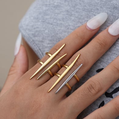 1 Piece Simple Lines Stainless Steel   Gold Color Woemn's Statement Rings h5 Picture5
