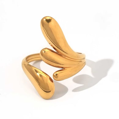 1 Piece Simple Irregular Shape Stainless Steel  Gold Color Woemn's  Statement Rings h5 