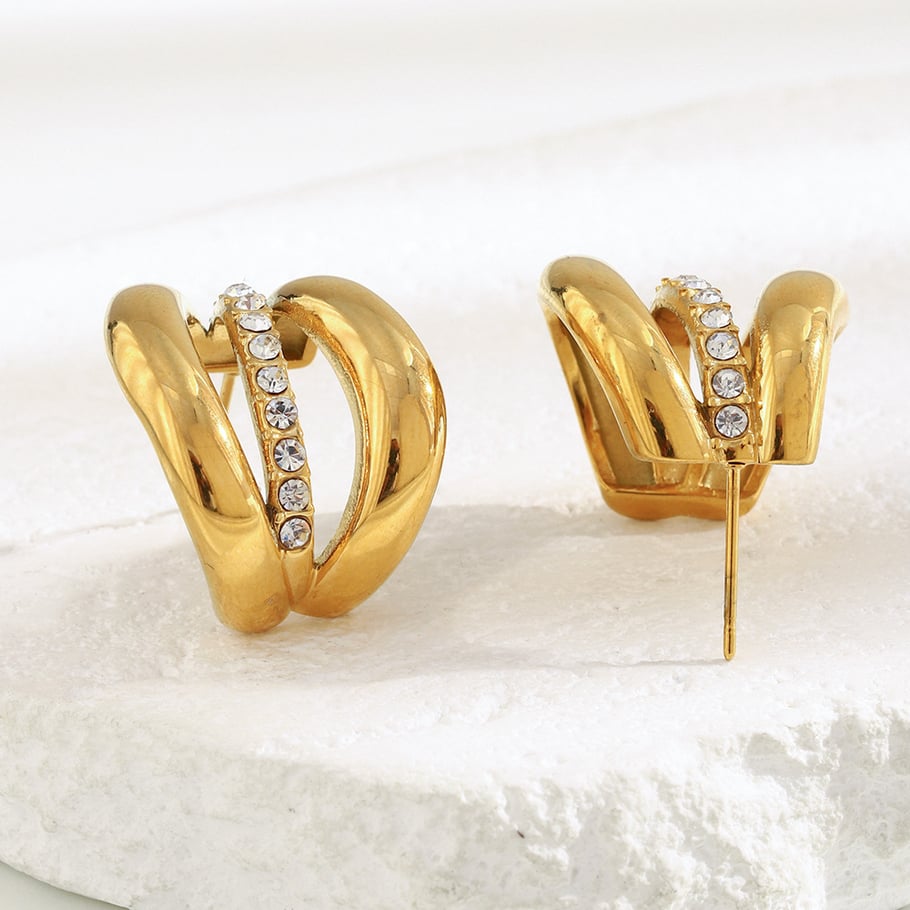 1 Pair Classic Irregular Shape Stainless Steel Gold Color Women's Stud Earrings Picture5