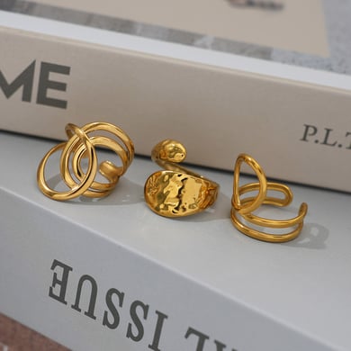 1 Piece Simple  Retro Irregular Shape Stainless Steel Women's Statement Rings h5 Picture4