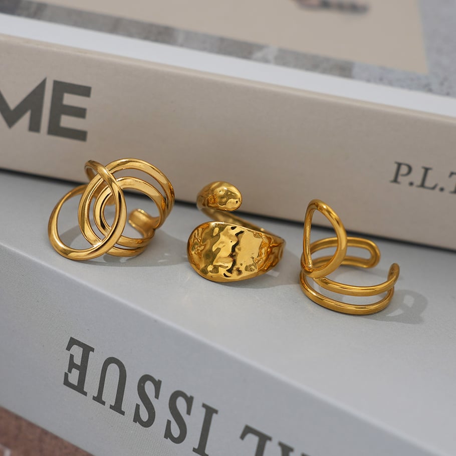 1 Piece Simple  Retro Irregular Shape Stainless Steel Women's Statement Rings Picture4