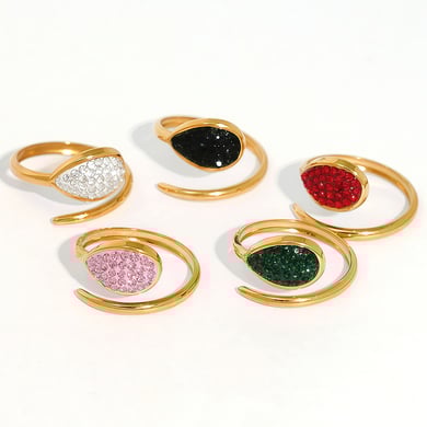 1 Piece  Casual Droplet Irregular Shape Stainless Steel Women‘s  Statement Rings h5 Picture6