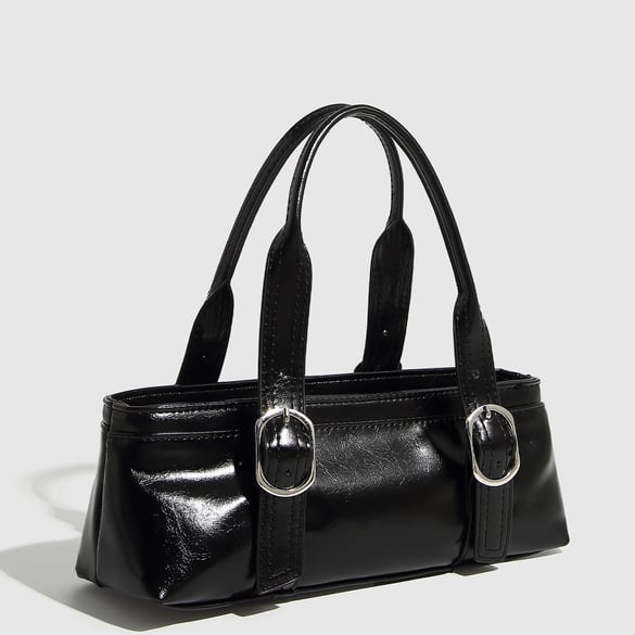 Bolso de mano para mujer de PU de color sólido informal de serie simple de 1 pieza