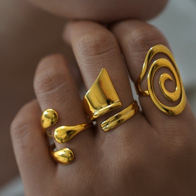 1 Piece Simple Irregular Shape Stainless Steel  Gold Color Statement Rings h5 Picture7