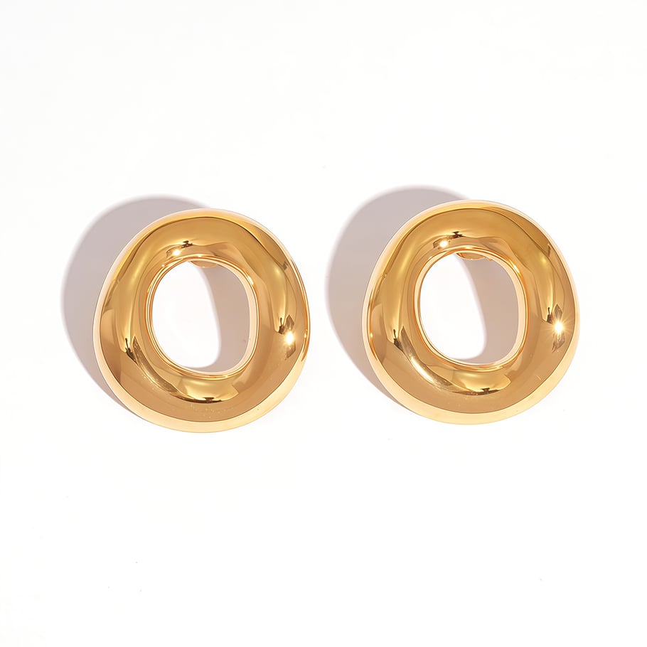 1 Piece Elegant Irregular Shape Stainless Steel  Gold Color  Women's Stud Earrings 