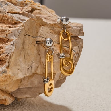 1 paar moderne paperclip oorbellen van roestvrij staal met gouden kleur voor dames h5 Afbeelding4