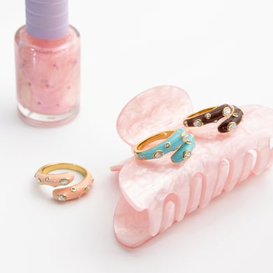 1 Piece Color of Macaron Irregular Shape Stainless Steel Zircon Women's Gemstone Rings h5 Picture3