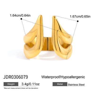 1 pezzo semplice anello di dichiarazione in acciaio inossidabile di forma irregolare color oro h5 