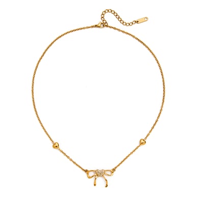 1 Piece Romantic Bow Knot Butterfly Stainless Steel Gold Color Women's Pendant Necklaces h5 
