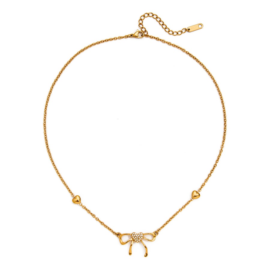 1 Piece Romantic Bow Knot Butterfly Stainless Steel Gold Color Women's Pendant Necklaces 