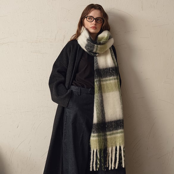 1 Piece Simple Soft Plaid Polyester Women's Winter Scarves 2