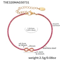 TXE320-Rose Red Zircon Bracelet 16+5cm Picture4