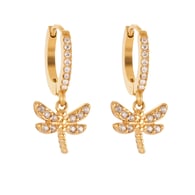 Q018-E Gold Diamond Small Dragonfly Earrings Picture5
