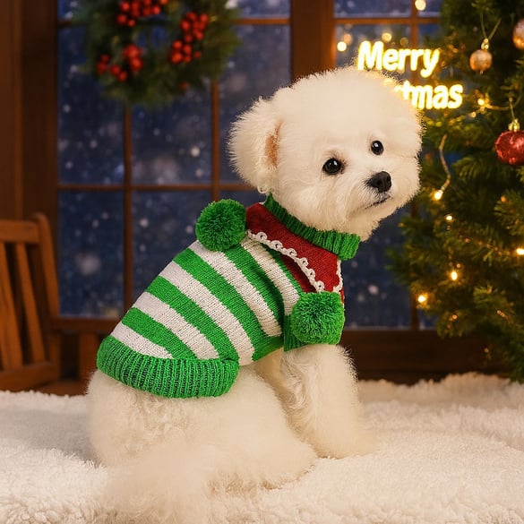 1 Piece Cute Christmas Strip Pet Sweater