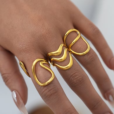 1 Piece Simple Irregular Shape Stainless Steel  Gold Color  Statement Rings h5 Picture2