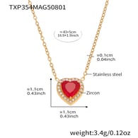 TXP354-Gold Heart Zircon Necklace 43+5cm Picture2