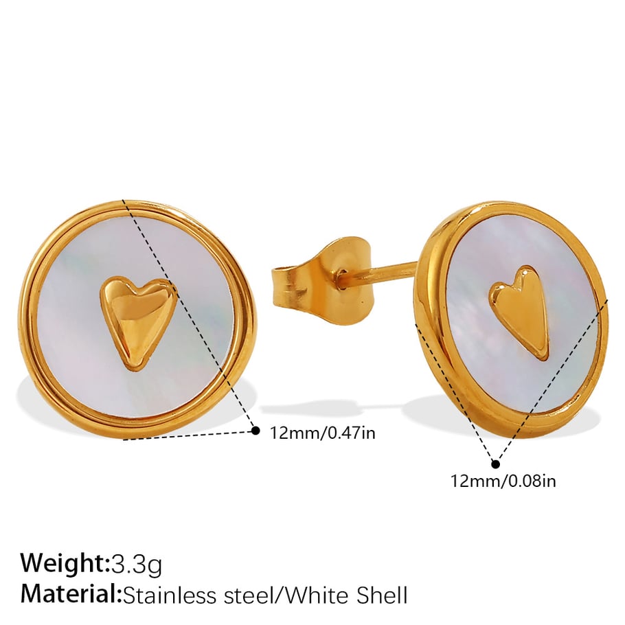 Enamel Heart Stainless Steel  Gold Color Necklace Set 