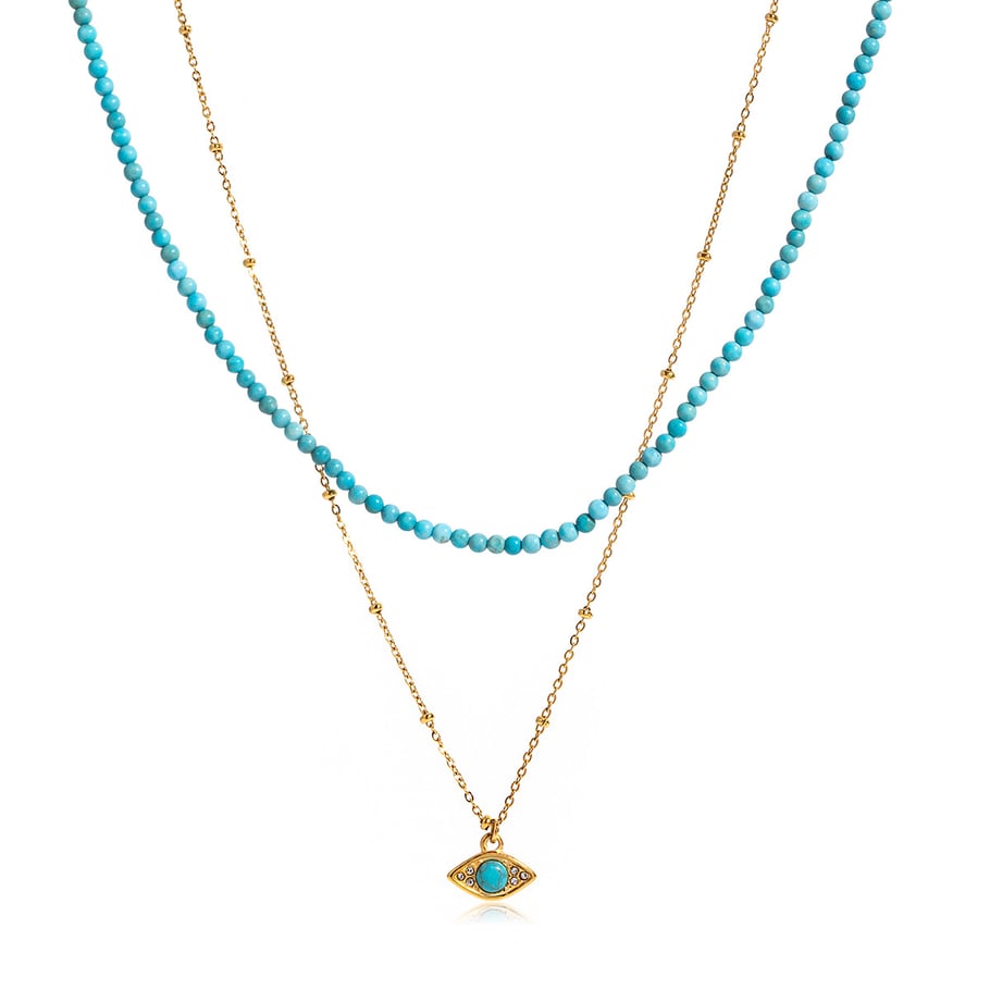 1 Piece Delicate Devil's Eye Calaite Stainless Steel Gold Color Women's Layered Necklaces Picture8