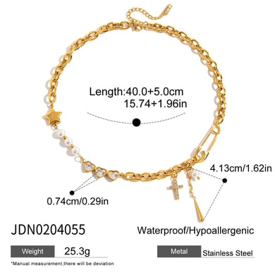 Elegant Cross Stainless Steel Gold Color Women's Pendant Necklaces h5 Picture2