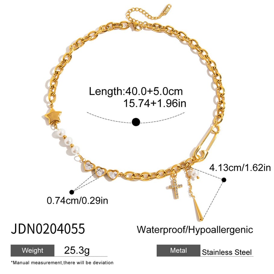 Elegant Cross Stainless Steel Gold Color Women's Pendant Necklaces Picture2