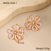 NMSE-J544-1 Pink Beaded Earrings Picture2