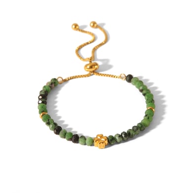 1 Piece Ethnic Beads Stainless Steel Gold Color Natural Stone Women's Beaded Bracelets h5 Picture2