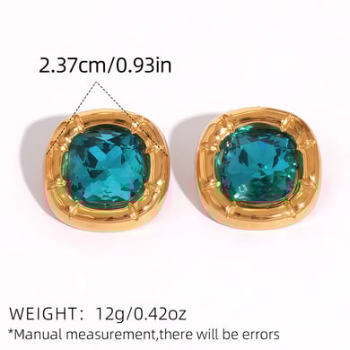 1 Pair Simple  Natural Rectangle Stainless Steel  Gold Color Women's Stud Earrings h5 Picture2