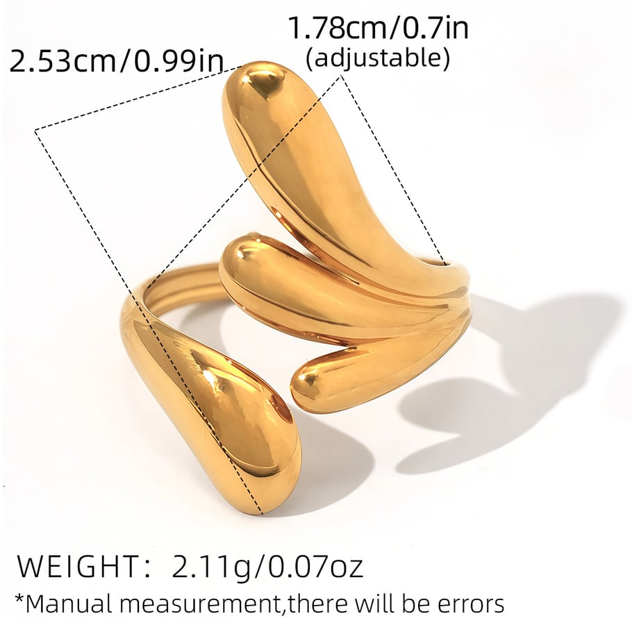 1 Piece Simple Irregular Shape Stainless Steel  Gold Color Woemn's  Statement Rings Picture2