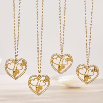 1 Piece Elegant Heart Stainless Steel Gold Color Women's Pendant Necklaces h5 Picture8