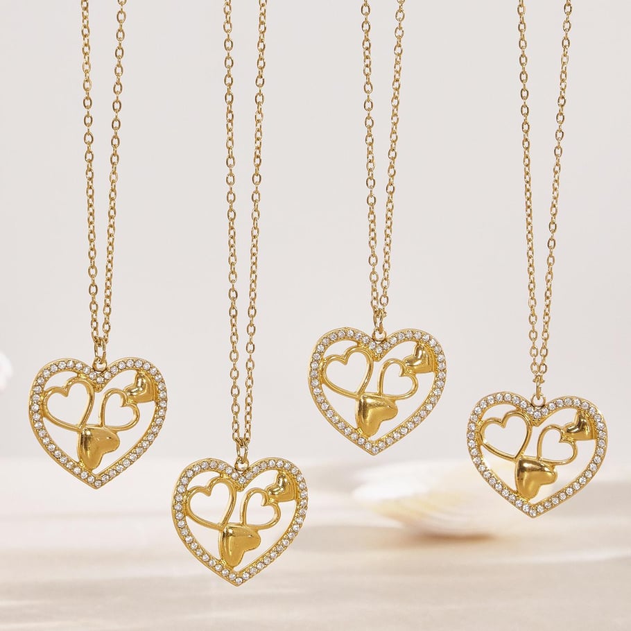 1 Piece Elegant Heart Stainless Steel Gold Color Women's Pendant Necklaces Picture8